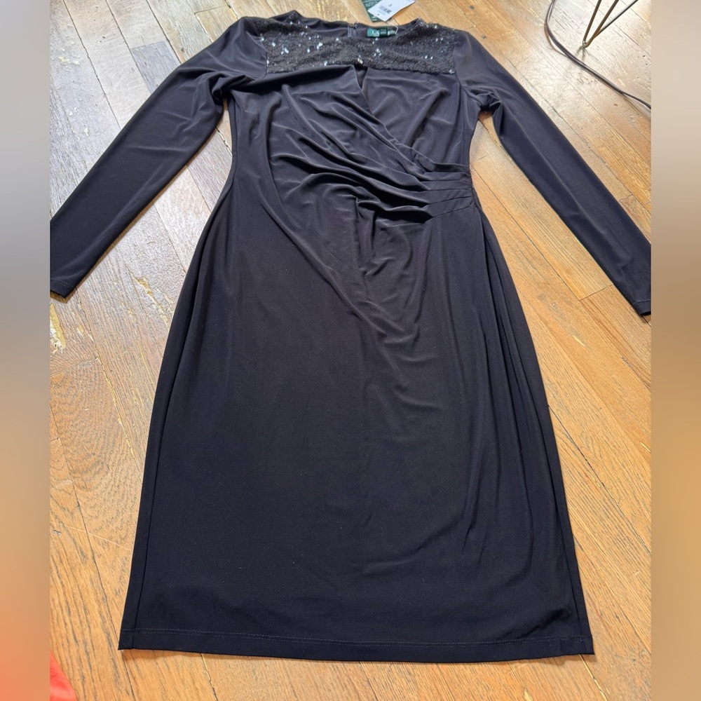 Lauren by Ralph Lauren Women's Sequined-Yoke Jersey Dress Size 4